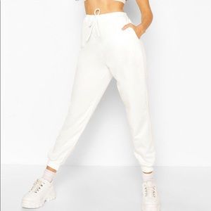 White Basic Loopback Sweatpant Joggers from Boohoo